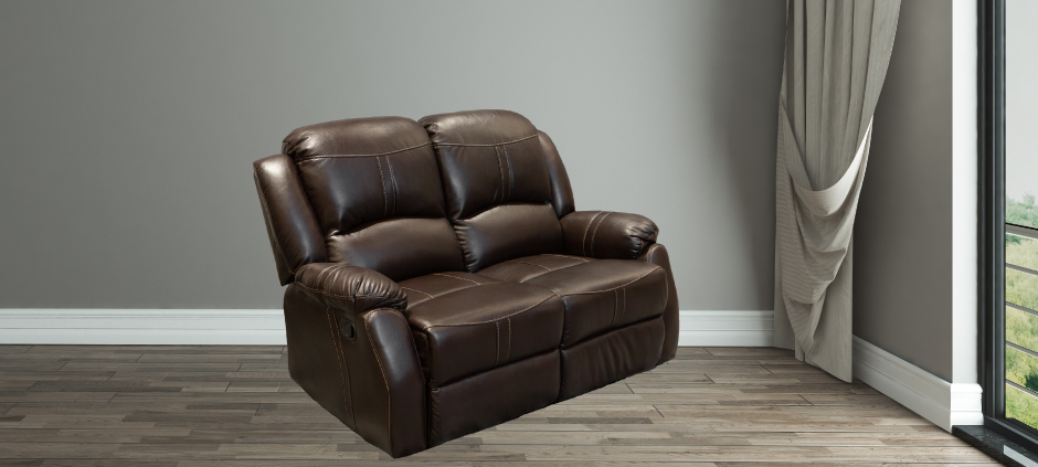 Lorraine Bel-Aire Deluxe Mocha Reclining Love Seat Left Profile View by American Home Line